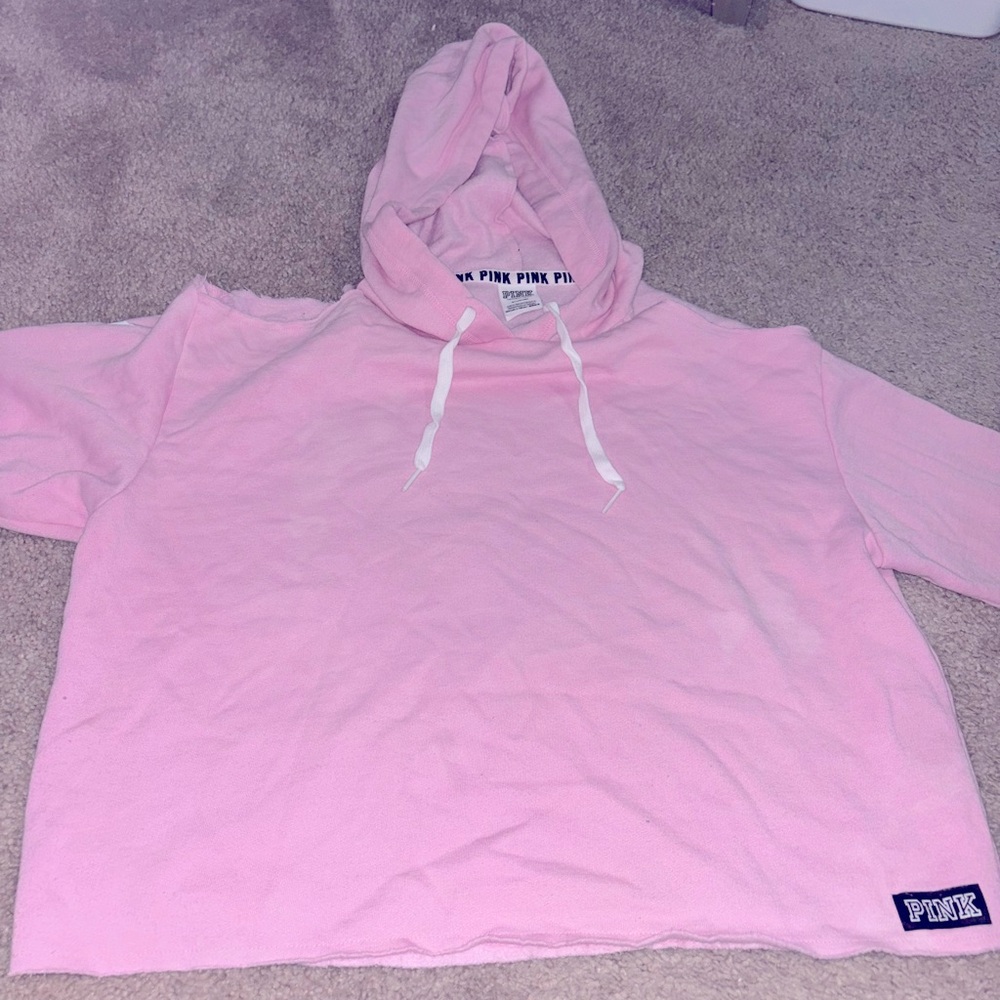 Victoria’s Secret PINK Baby Pink Open Shoulder Cropped Hoodie